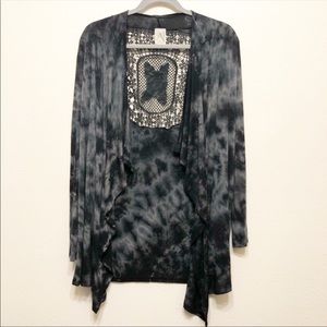 American Age Black/Gray Tie Dye Kimono - Small